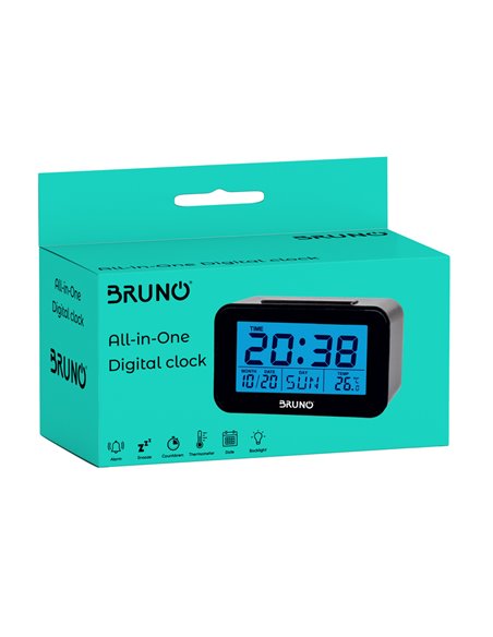 BRUNO ξυπνητήρι BRN-0130 με μέτρηση θερμοκρασίας, °C & °F, μαύρο