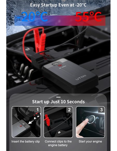 UTRAI εκκινητής μπαταρίας αυτοκινήτου Jstar Air με φακό, 12V/1000A, 13000mah