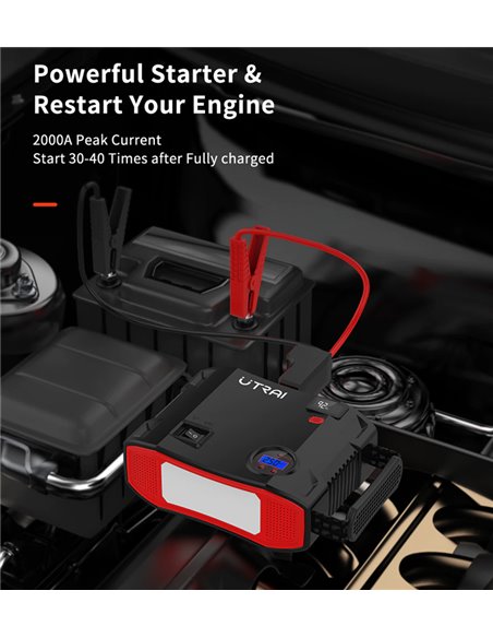 UTRAI εκκινητής μπαταρίας/συμπιεστής αέρος Jstar 5 με φακό, 12V/2000A, 24000mAh