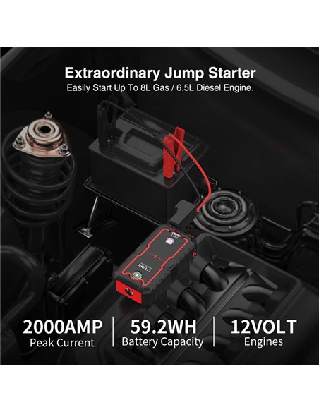 UTRAI εκκινητής μπαταρίας αυτοκινήτου Jstar One με φακό, 12V/2000A, 22000mAh