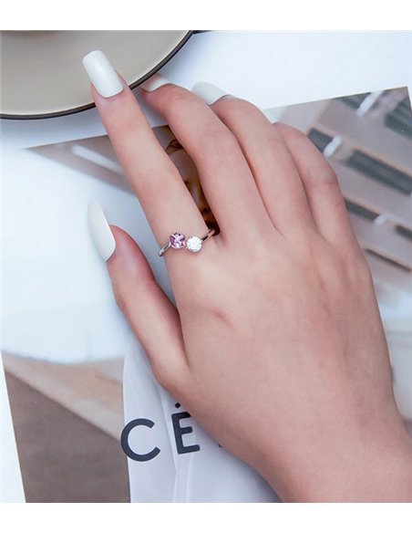 BAMOER δαχτυλίδι BSR291, κυβική ζιρκόνια, ανοιγόμενο, ασήμι 925, ασημί