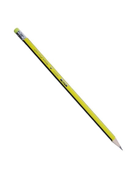 Μολύβι τριγωνικό με σβήστρα - ξύστρα κίτρινο 12τεμ