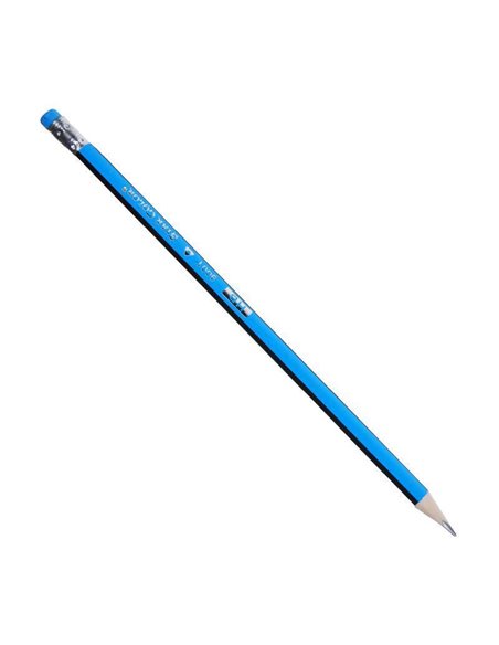 Μολύβι τριγωνικό με σβήστρα - ξύστρα μπλε 12τεμ