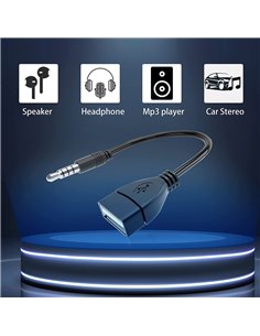 POWERTECH καλώδιο 3.5mm σε USB 2.0 female CAB-J055, 0.5m, μαύρο