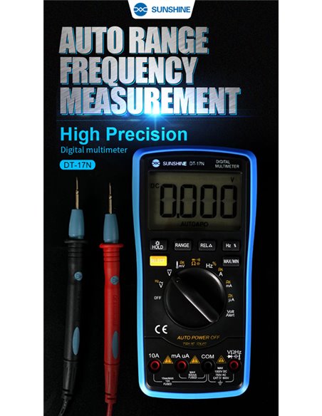 SUNSHINE ψηφιακό πολύμετρο DT-17N, AC 700V/DC 1000V, AC/DC 10A