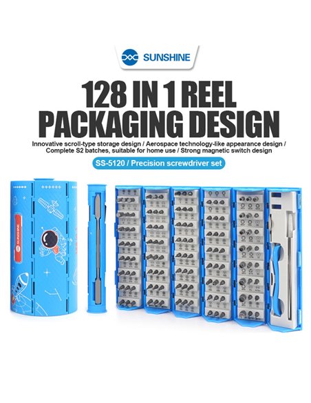 SUNSHINE σετ κατσαβιδιών ακριβείας SS-5120 με θήκη, μαγνητικό, 128τμχ