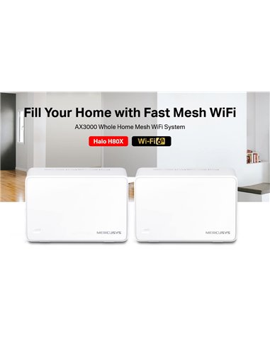 MERCUSYS Mesh Wi-Fi 6 System Halo H80X, 3Gbps Dual Band, 2τμχ, Ver. 1.0