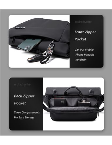 ARCTIC HUNTER τσάντα Crossbody YB00046 με θήκη tablet, 10L, μαύρη