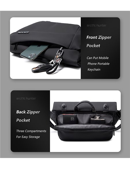 ARCTIC HUNTER τσάντα Crossbody YB00046 με θήκη tablet, 10L, μαύρη