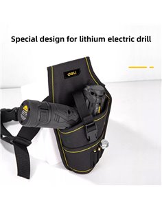 DELI εργαλειοθήκη μέσης DL430004 για δράπανο, 26x15cm, μαύρη