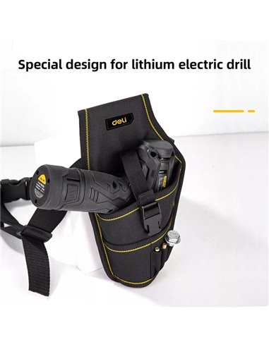 DELI εργαλειοθήκη μέσης DL430004 για δράπανο, 26x15cm, μαύρη