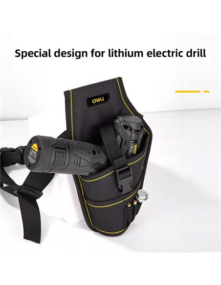 DELI εργαλειοθήκη μέσης DL430004 για δράπανο, 26x15cm, μαύρη