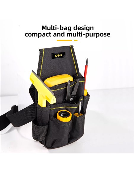 DELI εργαλειοθήκη μέσης DL430003 για εργαλεία χειρός, 25x12cm, μαύρη