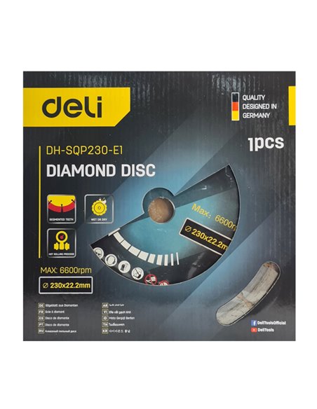 DELI δίσκος κοπής διαμαντέ DH-SQP230-E1, δομικών υλικών, 230mm, 6600rpm