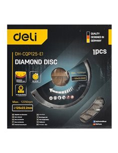 DELI δίσκος κοπής διαμαντέ DH-CQP125-E1, δομικών υλικών, 125mm, 12250rpm