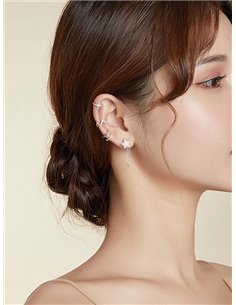 BAMOER σκουλαρίκι cuff SCE999-A με κυβική ζιρκόνια, ασήμι 925, ασημί