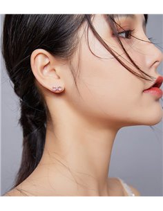 BAMOER σκουλαρίκια καρφωτά SCE893, κυβική ζιρκόνια, ασήμι 925, ασημί