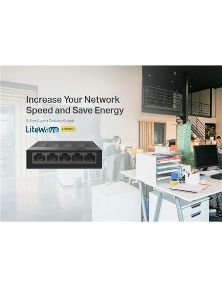 TP-LINK desktop switch LiteWave LS1005G, 5-port 10/100/1000Mbps, Ver 3.0