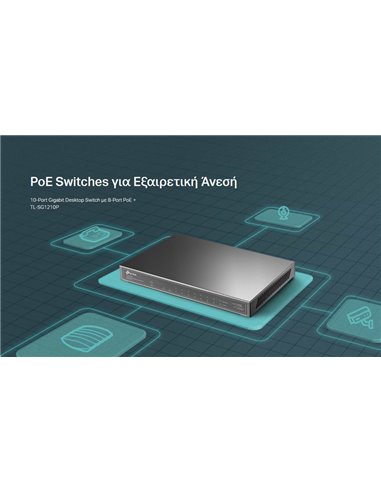 TP-LINK desktop switch TL-SG1210P, 10-Port Gigabit, 8x PoE+, Ver. 3.0