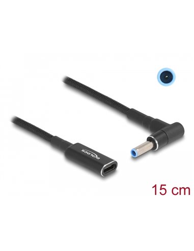 DELOCK καλώδιο τροφοδοσίας 60031, USB-C σε HP 4.5x3.0mm, 15cm, μαύρο