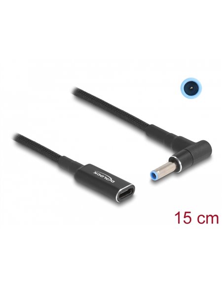 DELOCK καλώδιο τροφοδοσίας 60031, USB-C σε HP 4.5x3.0mm, 15cm, μαύρο