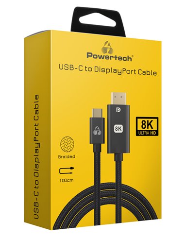 POWERTECH καλώδιο USB-C σε DisplayPort PTR-0138, 8K/120Hz, 1m, μαύρο