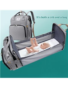 2 σε 1 τσάντα πλάτης & παιδικό κρεβατάκι TMV-0055, αδιάβροχη, γκρι
