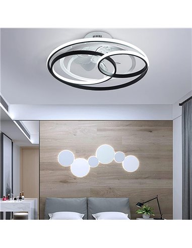 POWERTECH ανεμιστήρας οροφής HLL-0108 με LED φως, 50W, Φ50x21cm, μαύρος