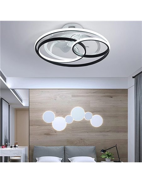 POWERTECH ανεμιστήρας οροφής HLL-0108 με LED φως, 50W, Φ50x21cm, μαύρος