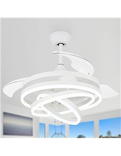 POWERTECH ανεμιστήρας οροφής HLL-0112 με LED φως, 72W, Φ106x50cm, λευκός