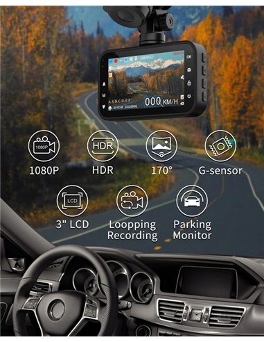 THIEYE κάμερα αυτοκινήτου Carbox 6R, μπροστινή & οπίσθια, 3" LCD, 1080p