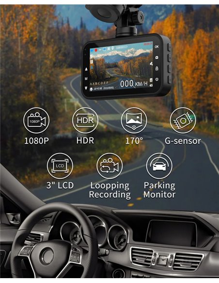 THIEYE κάμερα αυτοκινήτου Carbox 6R, μπροστινή & οπίσθια, 3" LCD, 1080p