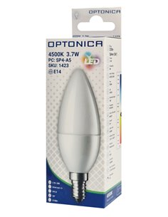 OPTONICA LED λάμπα candle C37 1423, 3.7W, 4500K, E14, 320lm