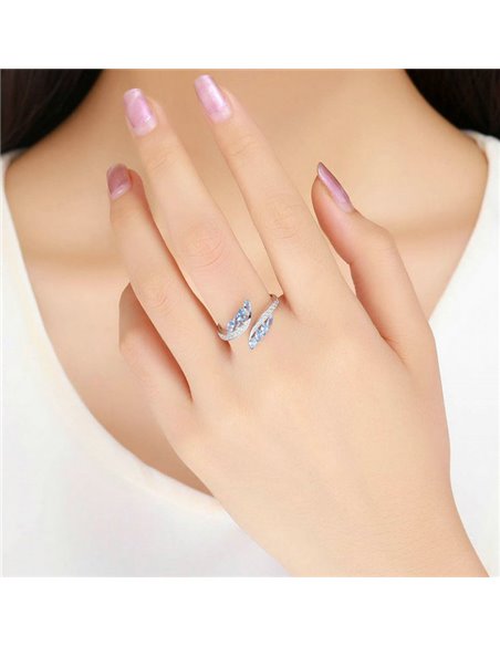 BAMOER δαχτυλίδι BSR005, κυβική ζιρκόνια, ανοιγόμενο, ασήμι 925, ασημί