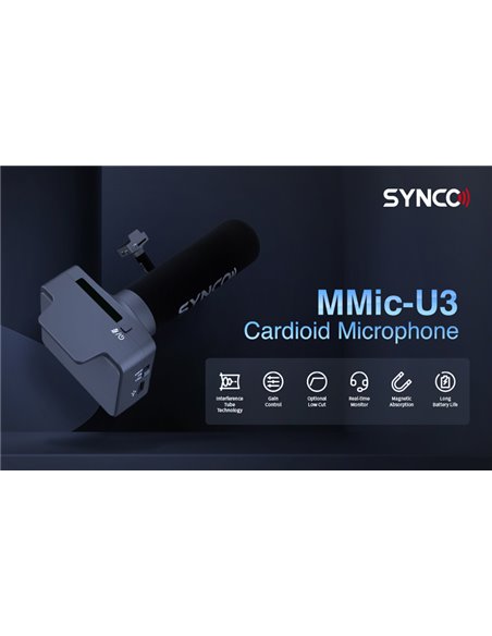 SYNCO μικρόφωνο SY-U3-MMIC με μαγνήτη, δυναμικό, καρδιοειδές, USB, μαύρο