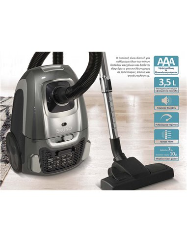 BRUNO ηλεκτρική σκούπα BRN-0136, 800W, 3.5lt, γκρι
