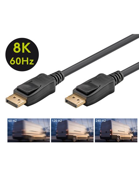 GOOBAY καλώδιο DisplayPort 61698, 8K/60Hz, 32.4 Gbps, 3m, μαύρο
