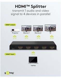 GOOBAY HDMI splitter 58482, 4 σε 1, 4K/30Hz, μαύρο