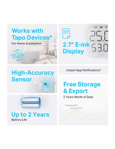 TP-LINK smart θερμόμετρο & υγρασιόμετρο Tapo T315, -20~60 °C, Ver 1.0
