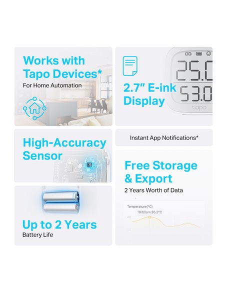 TP-LINK smart θερμόμετρο & υγρασιόμετρο Tapo T315, -20~60 °C, Ver 1.0