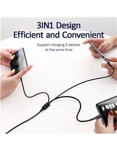 USAMS καλώδιο USB σε USB-C/Lightning/Micro USB US-SJ374, 10W, 1m, μαύρο