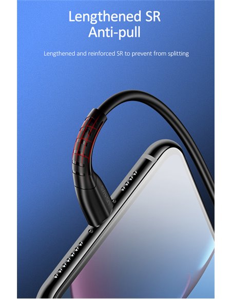 USAMS καλώδιο Lightning σε USB US-SJ364, 2A, 1m, μαύρο