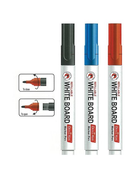 Officemate μαρκαδόρος λευκού πίνακα επαναγεμιζ. μαύρος στρόγγ. μύτη