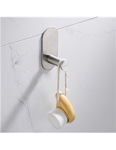 Κρεμάστρα τοίχου HUH-0115 για μπάνιο, μεταλλική, 4.5x5x10cm, 60g, ασημί