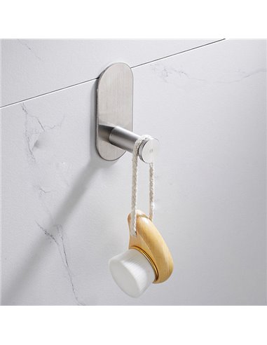 Κρεμάστρα τοίχου HUH-0115 για μπάνιο, μεταλλική, 4.5x5x10cm, 60g, ασημί