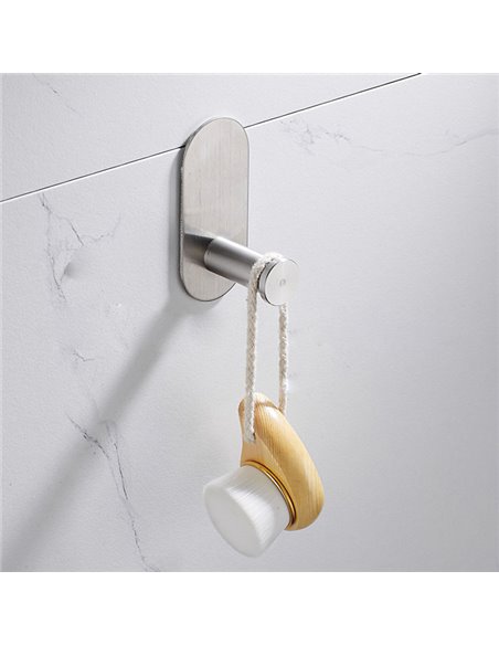 Κρεμάστρα τοίχου HUH-0115 για μπάνιο, μεταλλική, 4.5x5x10cm, 60g, ασημί