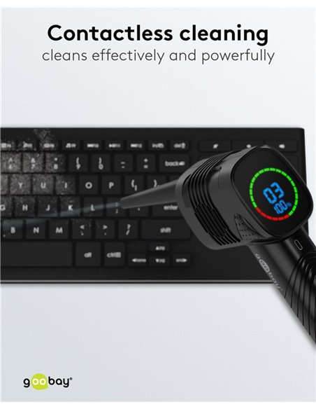 GOOBAY ηλεκτρικό air duster 61667, LED οθόνη, 46.8W, 2000mAh, μαύρο