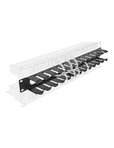 DELOCK cable management 66550 για rack 19"/1U, μεταλλικό, μαύρο