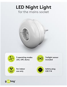 GOOBAY LED φωτιστικό νυκτός 64566 με πρίζα schuko, 6500K, IP20