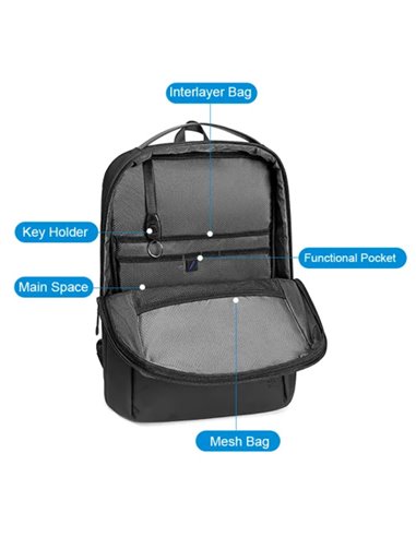 ARCTIC HUNTER τσάντα πλάτης B00574 με θήκη laptop 15.6", 10L, μαύρη